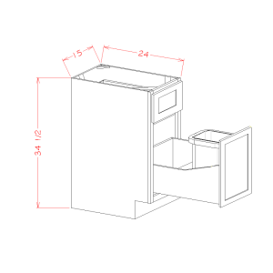 SINGLE DOOR SINGLE DRAWER BASE KIT WITH SINGLE TRASHCAN PULLOUT