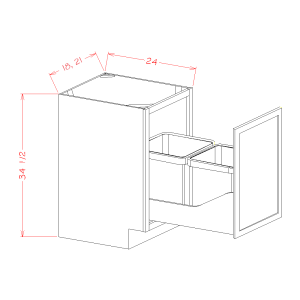 SINGLE FULL HEIGHT DOOR BASE KIT WITH DOUBLE TRASHCAN PULLOUT