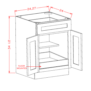 DOUBLE DOOR SINGLE DRAWER ONE ROLLOUT SHELF BASE KITS