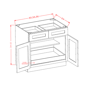 DOUBLE DOOR DOUBLE DRAWER ONE ROLLOUT SHELF BASE KITS