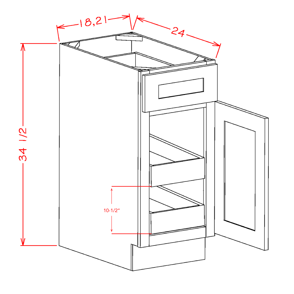 SINGLE DOOR SINGLE DRAWER TWO ROLLOUT SHELF BASE KITS