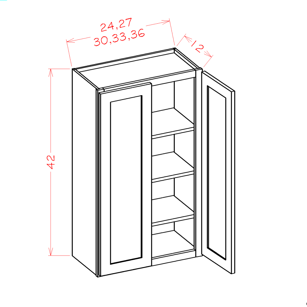 42" HIGH DOUBLE DOOR WALL CABINETS