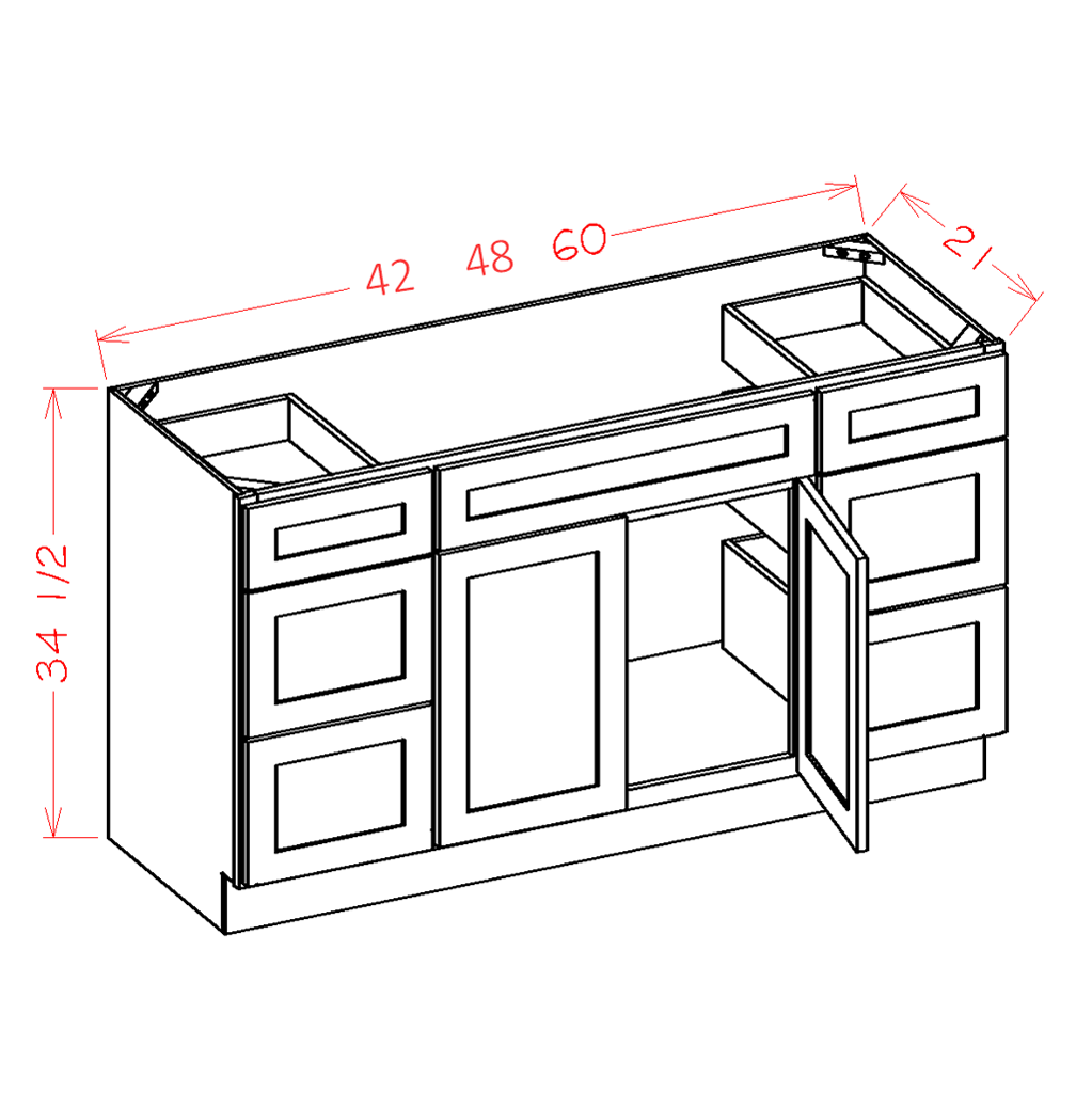 DOUBLE DRAWER STACK VANITY COMBO BASES