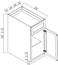 BASE CABINET 1 DRAWER 1 DOOR 1 SHELF