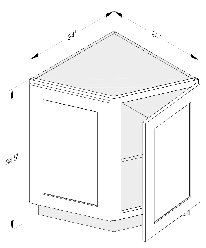BASE END ANGLE CABINET 2 DOOR 1 SHELF