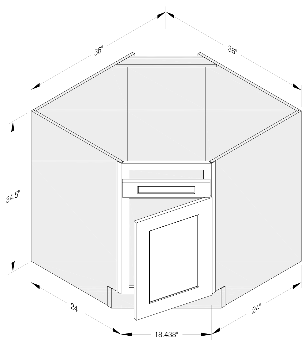 CORNER SINK BASE 1 DOOR 1 DUMMY DRAWER 1 SHELF