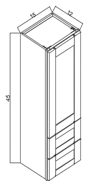 VANITY COUNTERTOP LINEN CABINET 1 DOOR AND 2 DRAWER
