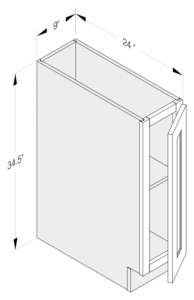 BASE CABINET 9'' WIDE 1 DOOR 1 SHELF