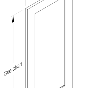 TOP DOOR WITH HINGE HOLES AND BUMPERS 17.5"W